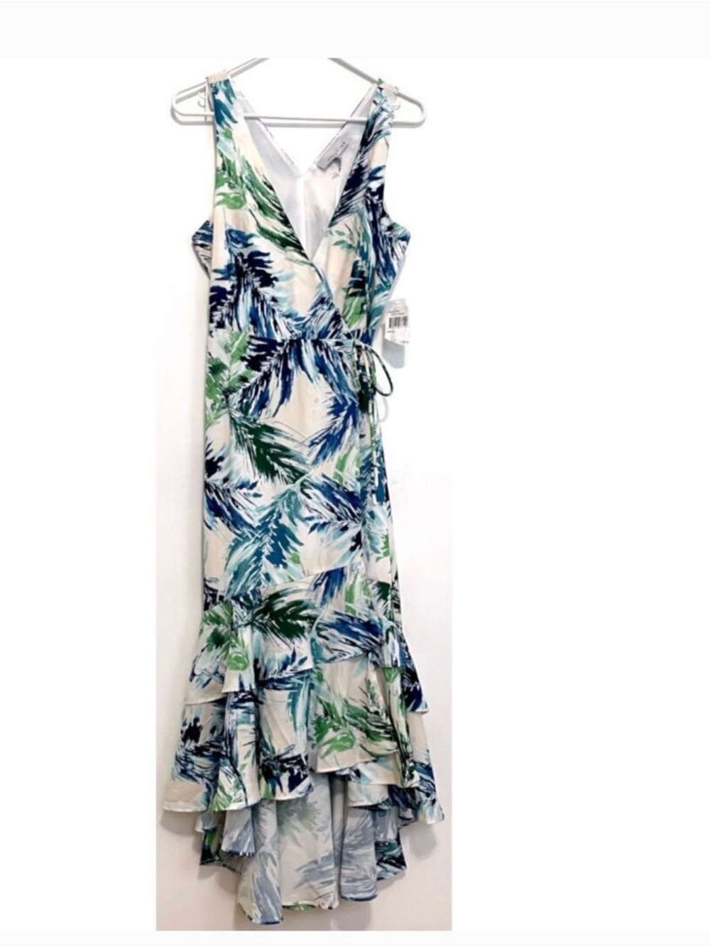 Adelyn Rae Green & Blue Floral Wrap High-Low Dress